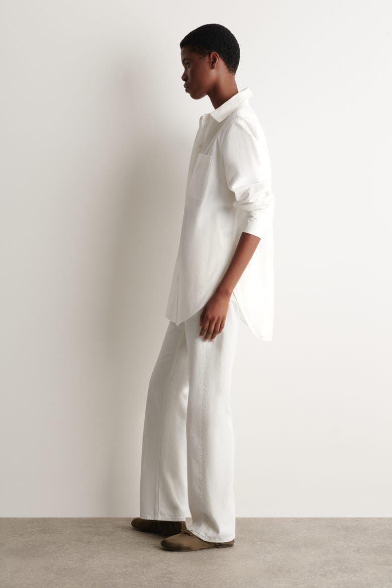Tailored Pima Cotton Shirt, Alternate, color, NATURAL WHITE