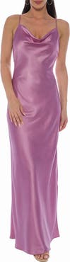 Marina Sleeveless Cowl Neck Satin Maxi Dress