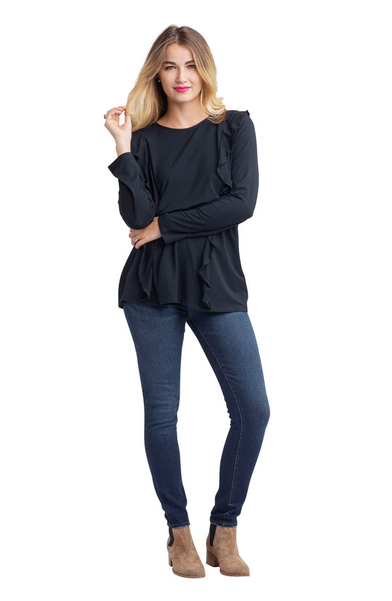 Nom Maternity Fiona Ruffle Trim Maternity/Nursing Top, Alternate, color, 