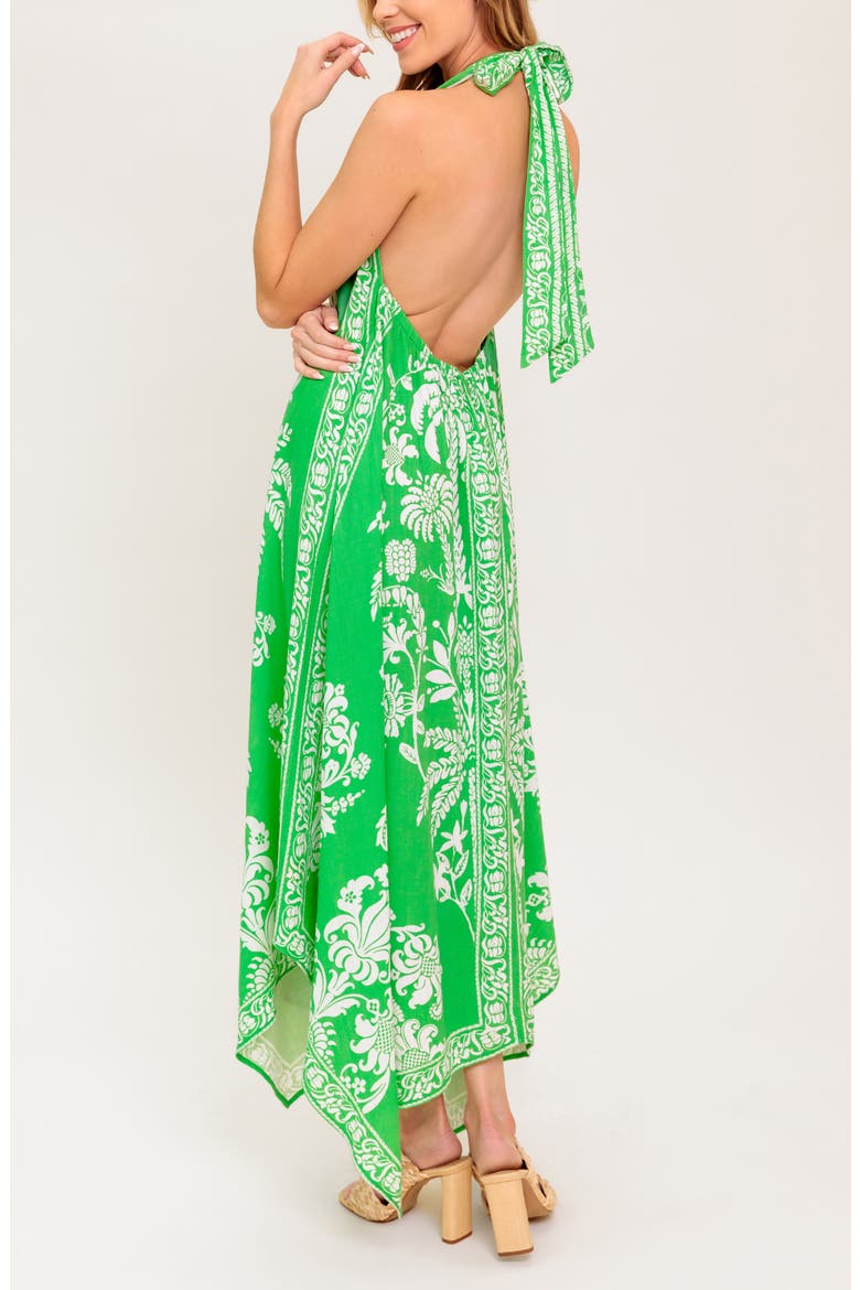 Floral Halter Maxi Dress, Alternate, color, GREEN