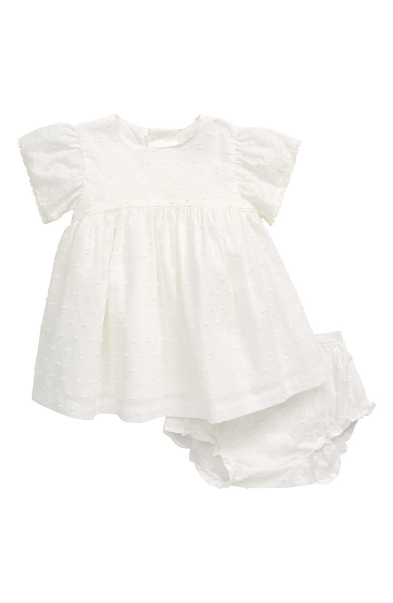 Oliver & Rain Swiss Dot Flutter Sleeve Dress, Main, color,