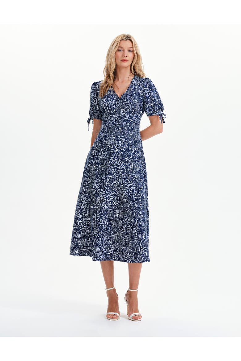 Gabriella Midi Tea Dress, Alternate, color, Navy Flower
