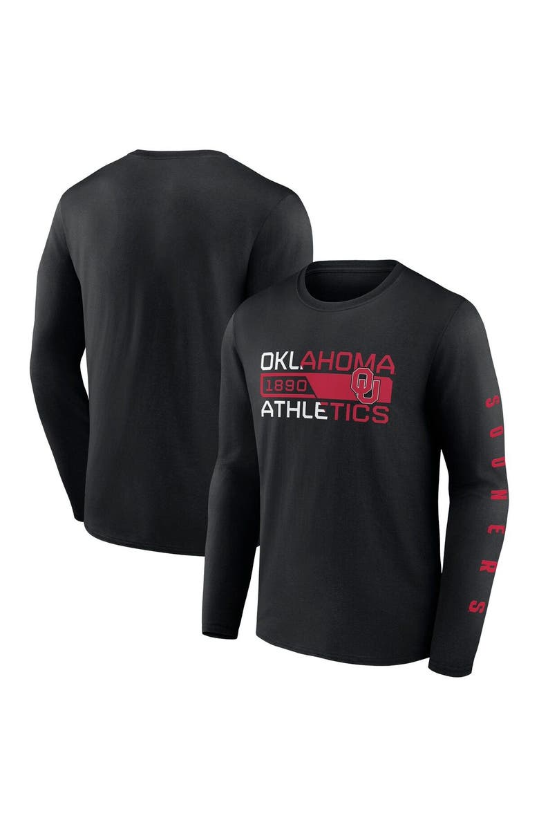 FANATICS Men's Fanatics Branded Black Oklahoma Sooners Broad Jump 2-Hit Long Sleeve T-Shirt, Main, color, 