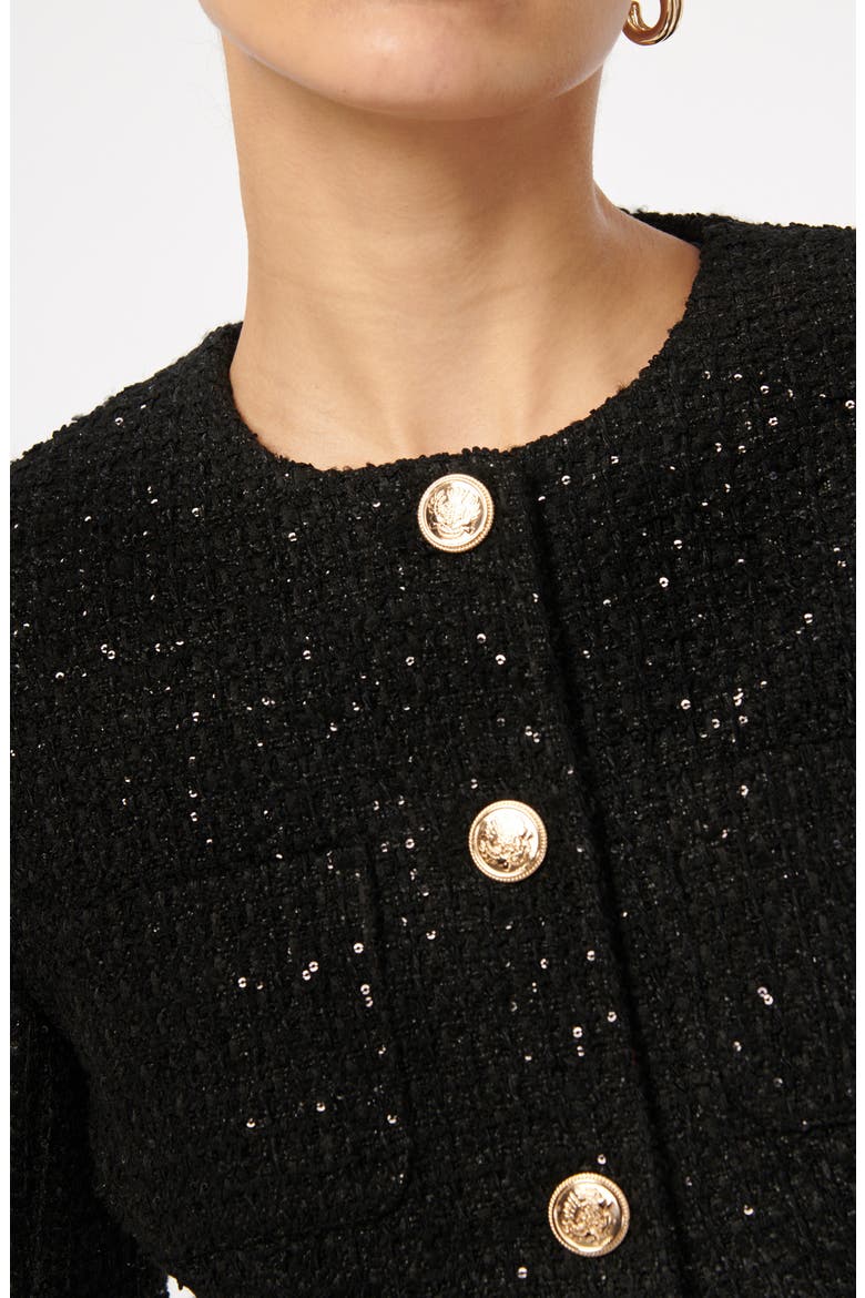 Wrenley Sequin Tweed Jacket, Alternate, color, BLACK