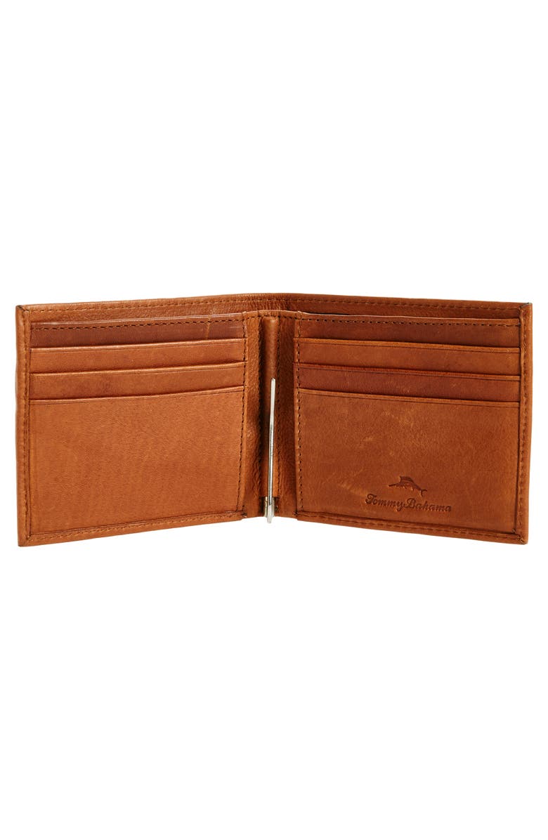 Tommy Bahama Woven Inlay Leather Bifold Wallet with Money Clip, Alternate, color,