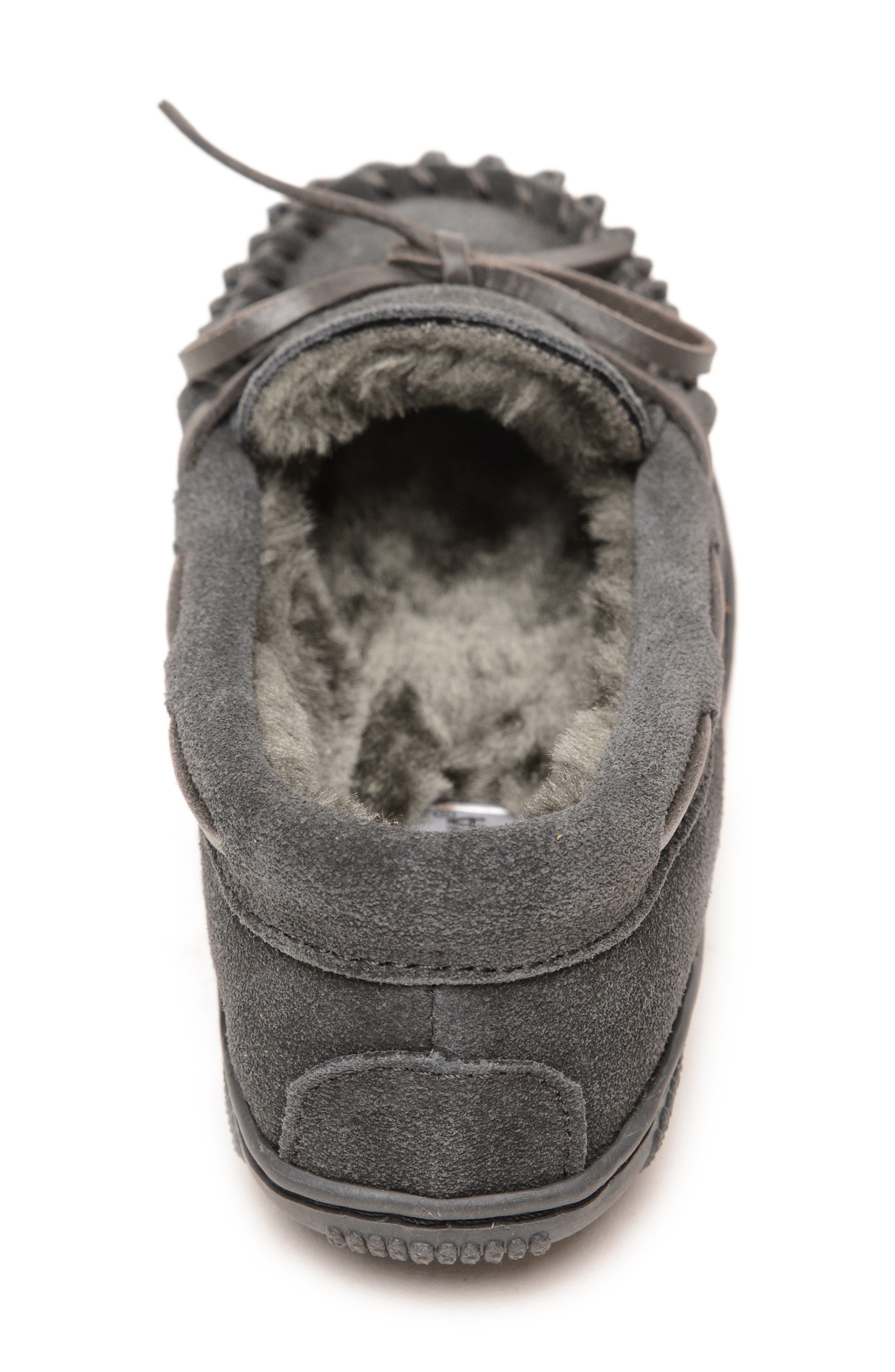 Minnetonka Kids' Fleece Lined Slip-On Shoe, Alternate, color, Charcoal