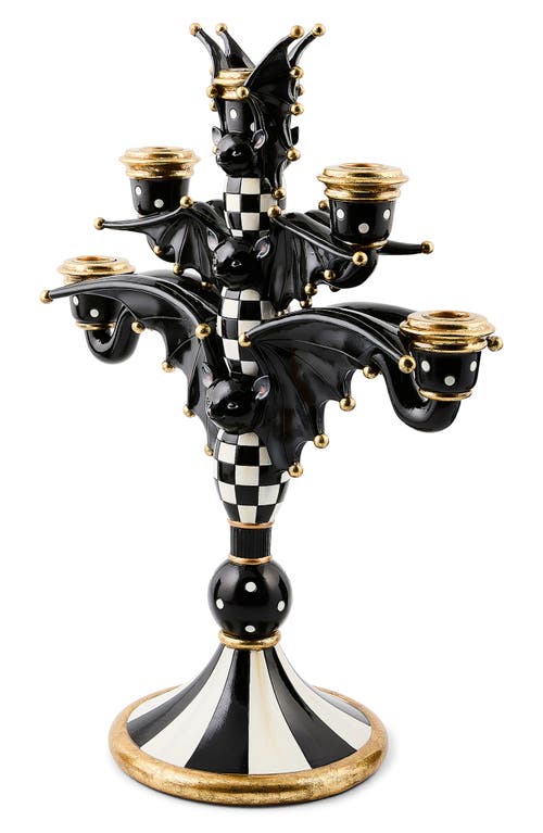 Mackenzie-childs Mackenzie Childs Courtly Check Bat Candelabra In Black