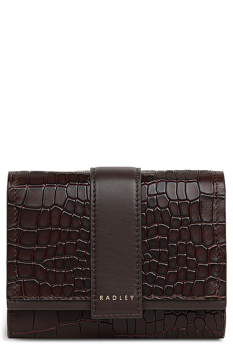 Radley Sloane Croc Embossed Leather Flapover Wallet, Main, color, 