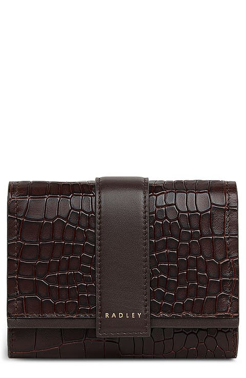 Sloane Croc Embossed Leather Flapover Wallet