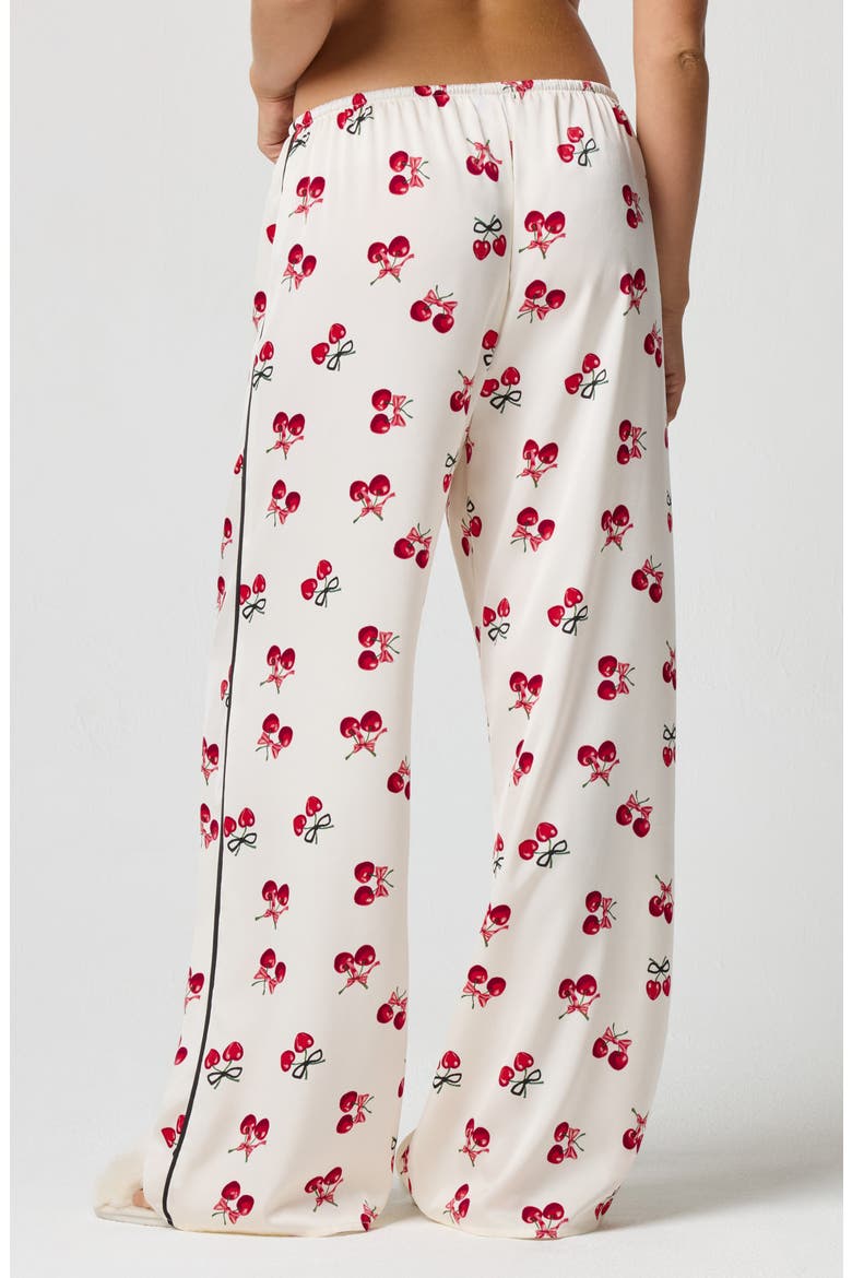 Bow Satin Pajama Pants, Alternate, color, JET STREAM CHERRY