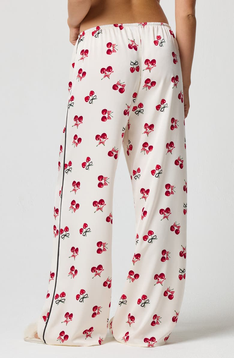 Florence by Mills Bow Satin Pajama Pants, Alternate, color, Jet Stream Cherry