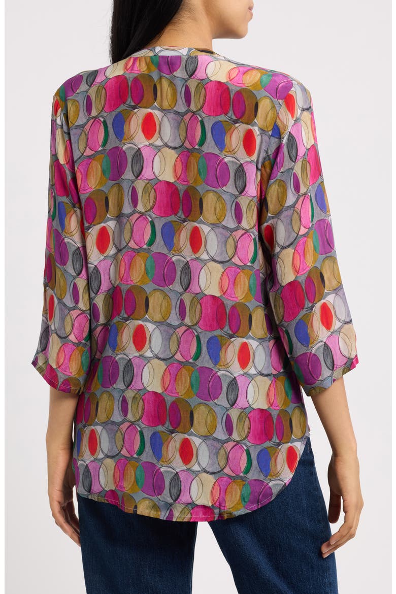 Mandarin Collar Button-Down Shirt, Alternate, color, PURPLE MULTI