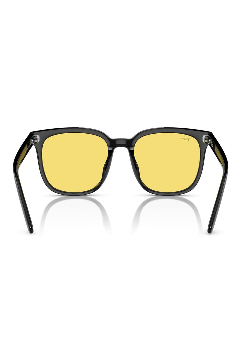 57mm Square Sunglasses, Alternate, color, BLACK / YELLOW