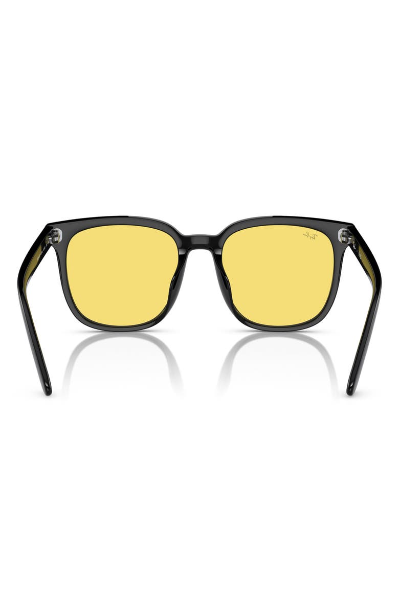 Ray-Ban 57mm Square Sunglasses, Alternate, color, Black / Yellow