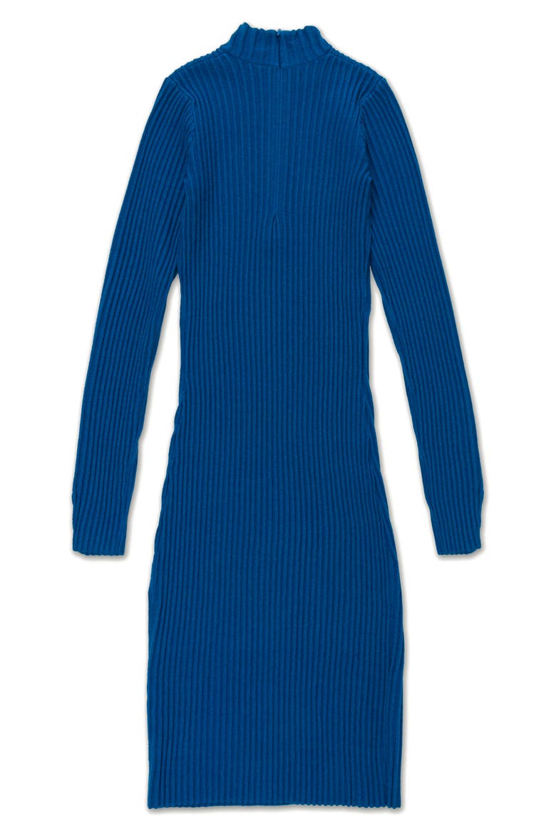 Mock Neck Long Sleeve Rib Knit Dress, Alternate, color, BLUE