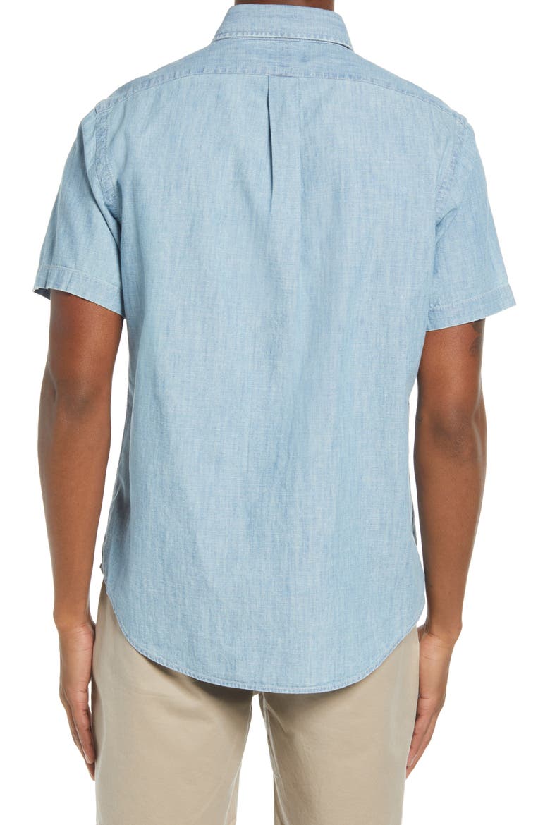 Ralph Lauren Classic Fit Short Sleeve Button-Down Shirt, Alternate, color, LIGHT INDIGO