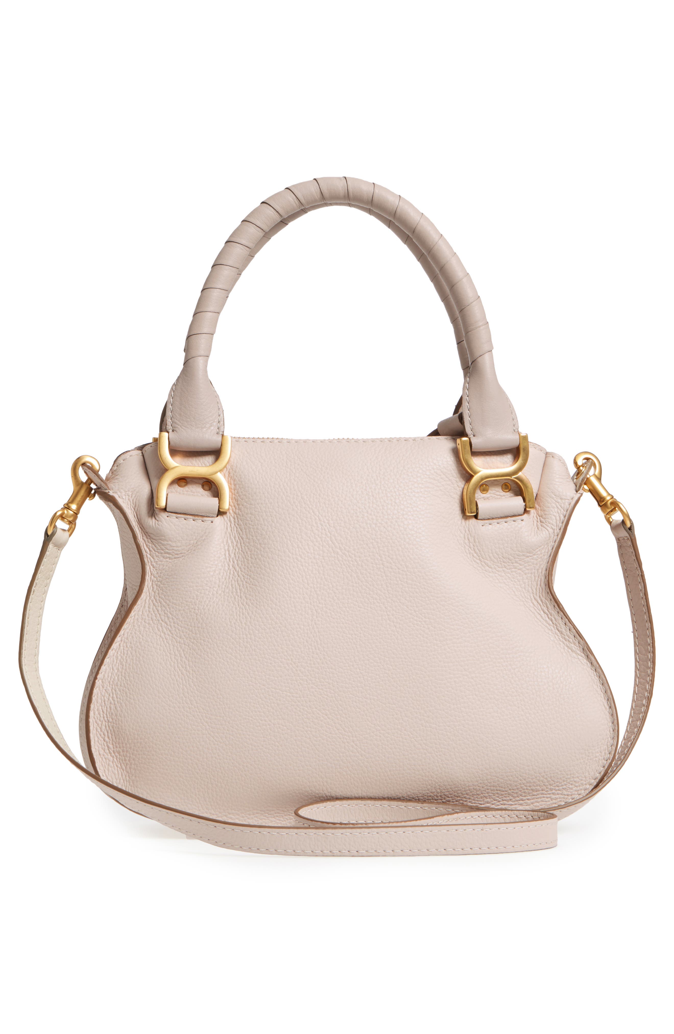 Chloé Small Marcie Leather Satchel, Alternate, color, Abstract White
