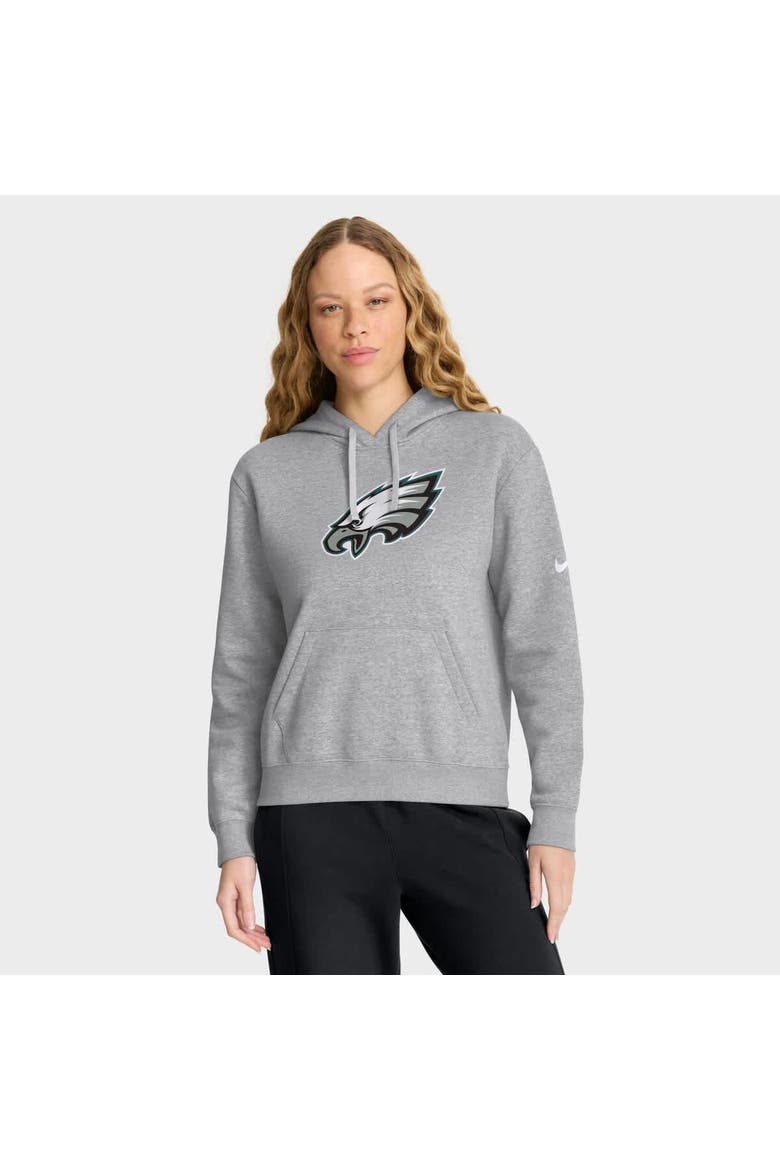 Women's Nike Heather Gray Philadelphia Eagles Club Fleece Pullover Hoodie, Main, color, Heather Gray