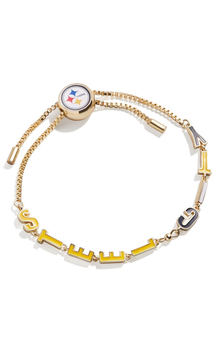 BaubleBar Women's BaubleBar Pittsburgh Steelers Slogan Pull-Tie Bracelet, Main, color,