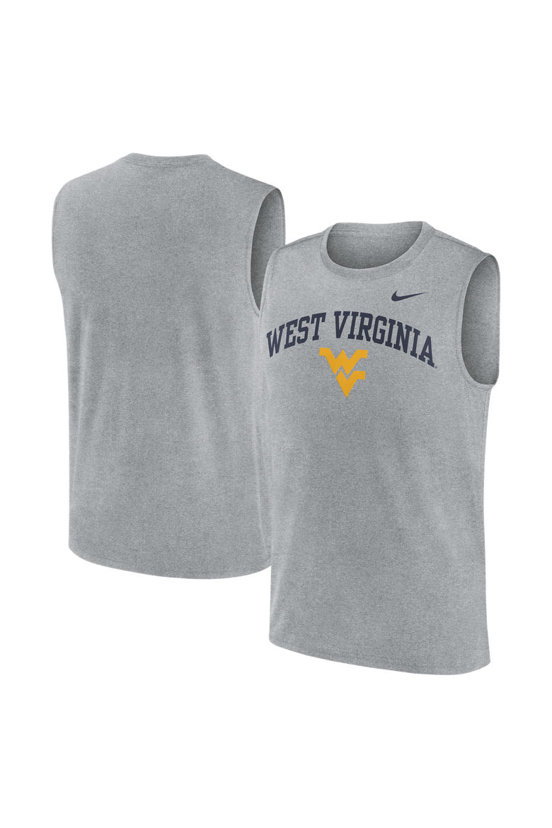 Men's Nike Heather Gray West Virginia Mountaineers Primetime Legend Arch Dri-FIT Muscle Tank Top, Main, color, Heather Gray