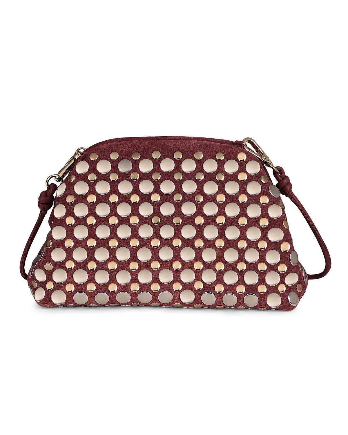 Aya Studded Frame Clutch, Alternate, color, BURGUNDY