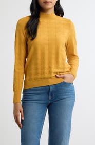 CITY BLUES Pattern Mock Neck Sweater