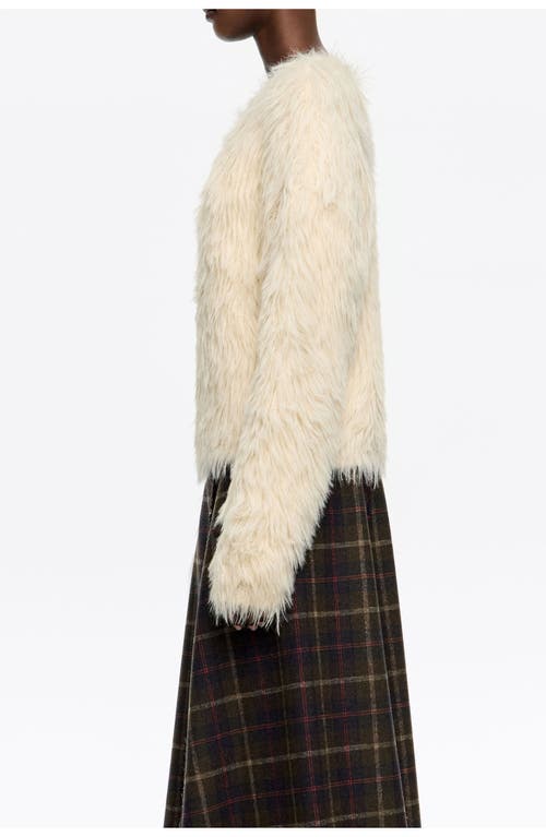 Bimba Y Lola Striped Fur Sweater In White