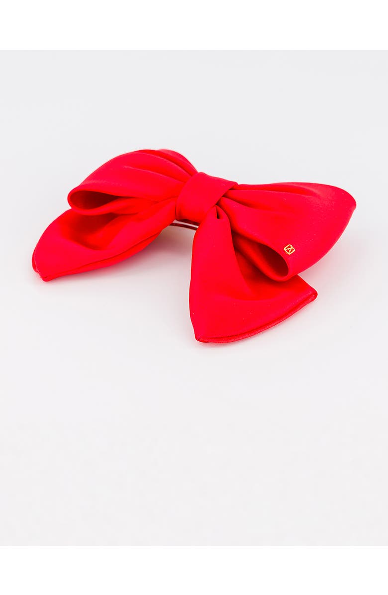Alexandre de Paris Silk bow barette, Alternate, color, Red