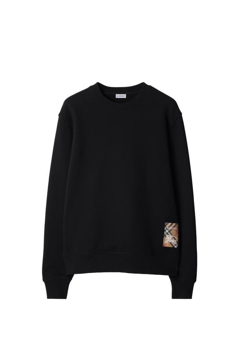 Check Label Cotton Sweatshirt, Alternate, color, Black
