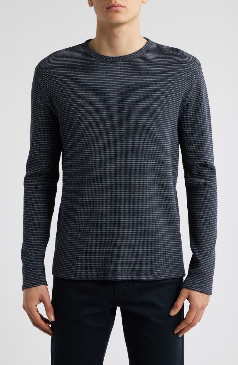 Vince Feed Stripe Thermal Knit Long Sleeve T-Shirt, Main, color, Coastal/Off White