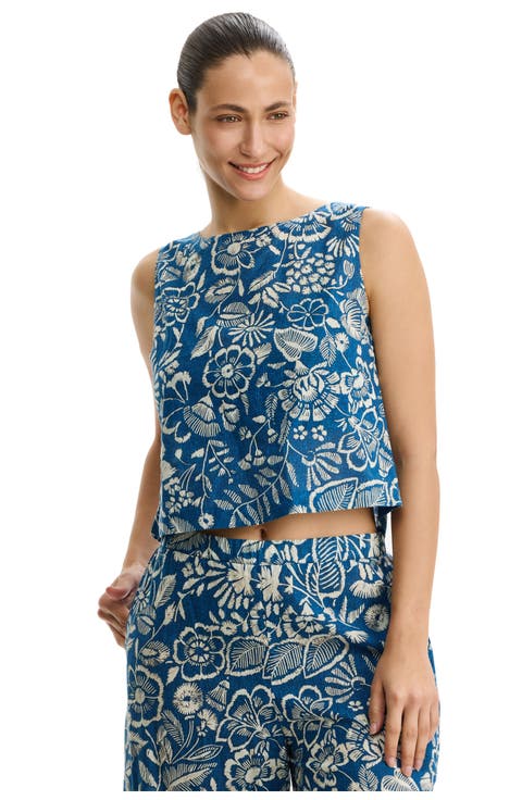 Garden Mist Linen High Neck Top Cover-Up