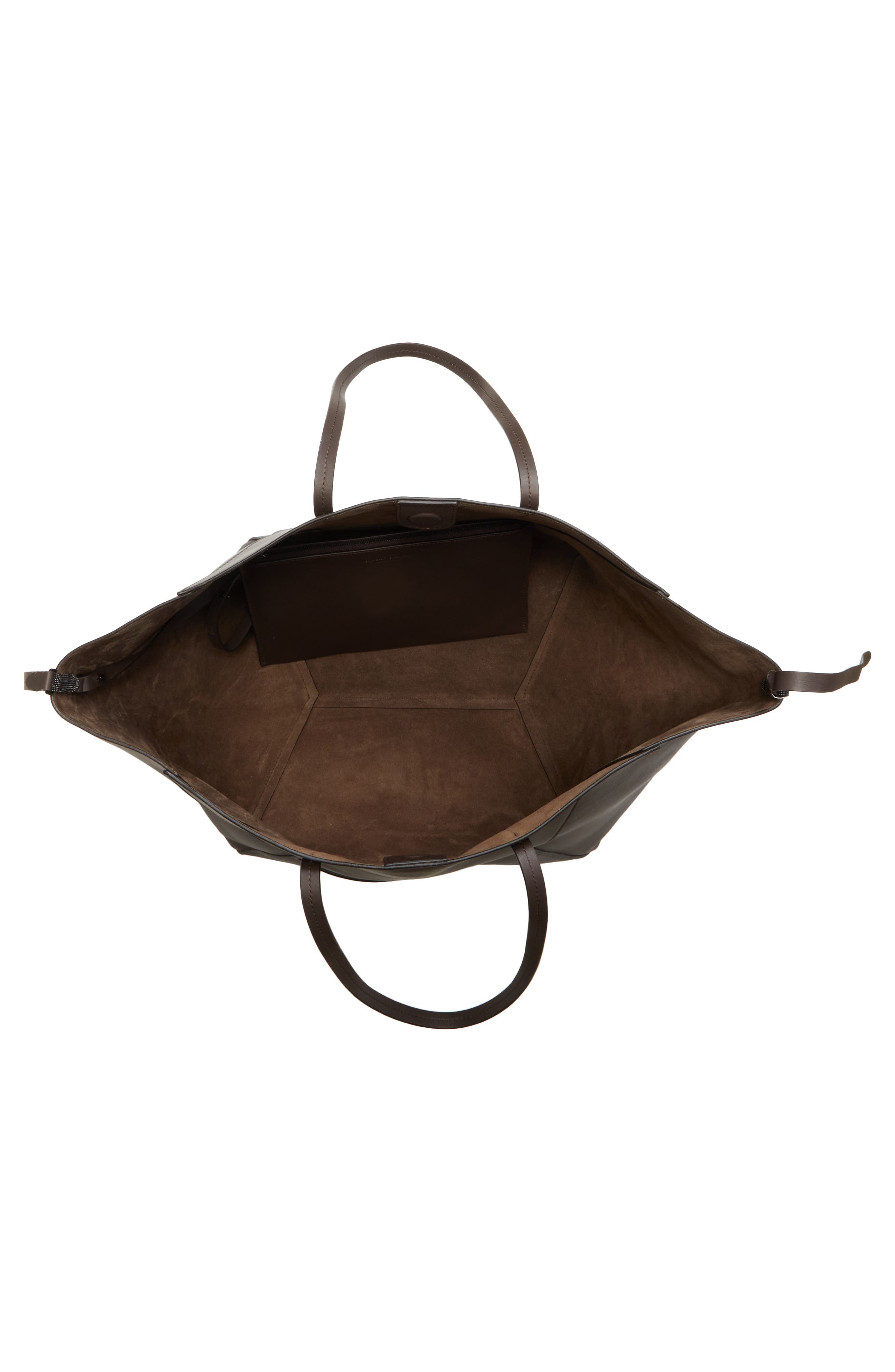 Brunello Cucinelli Monili Trim Leather Tote, Alternate, color, 