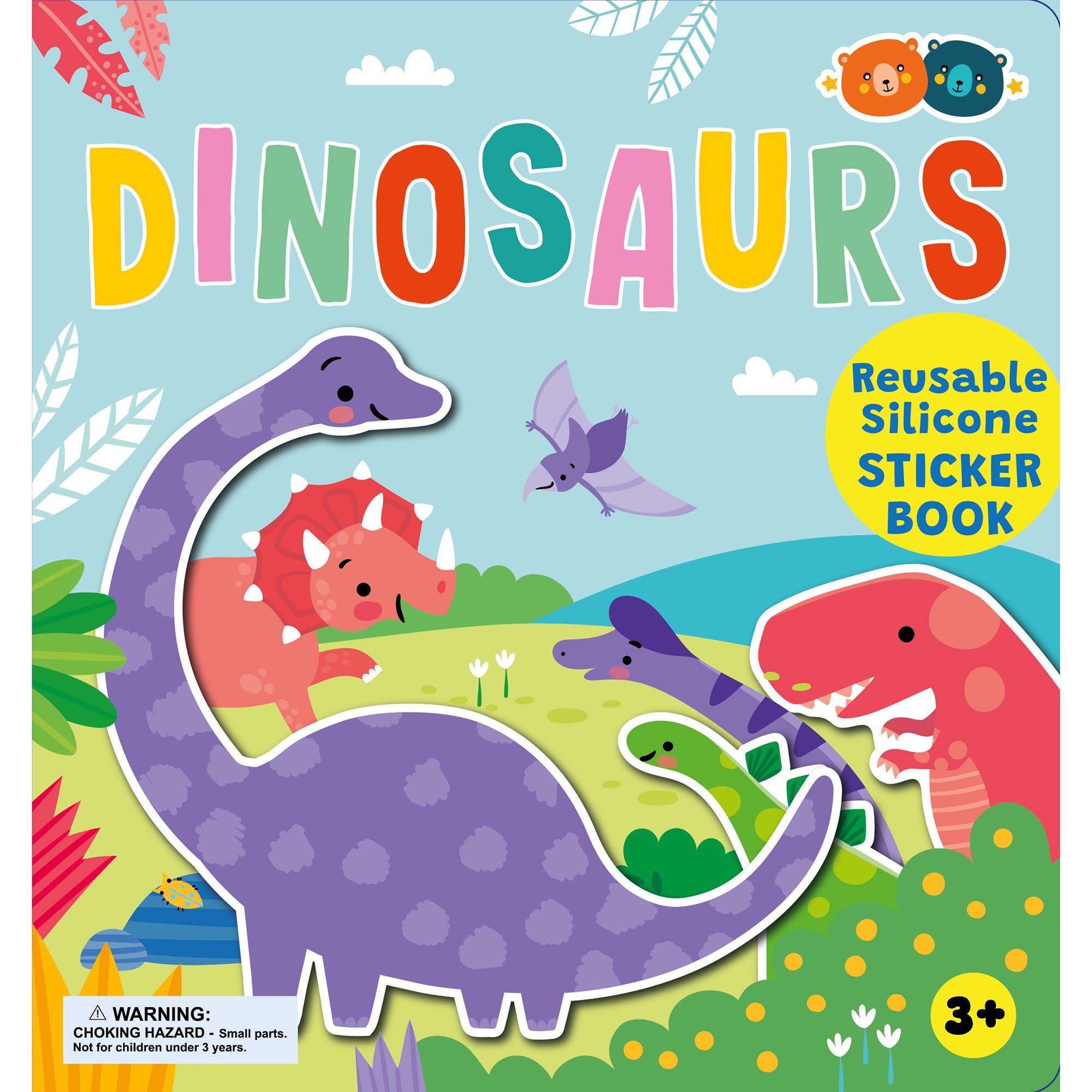 Buddy & Barney Reusable Silicone Sticker Book, Dinosaurs, Kids 3+ in Multicolored 