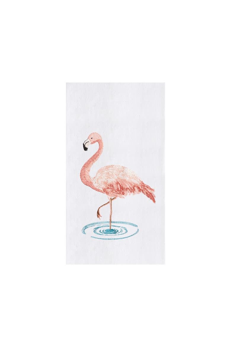 Water Flamingo Flour Sack Kitchen Towel, Main, color, White
