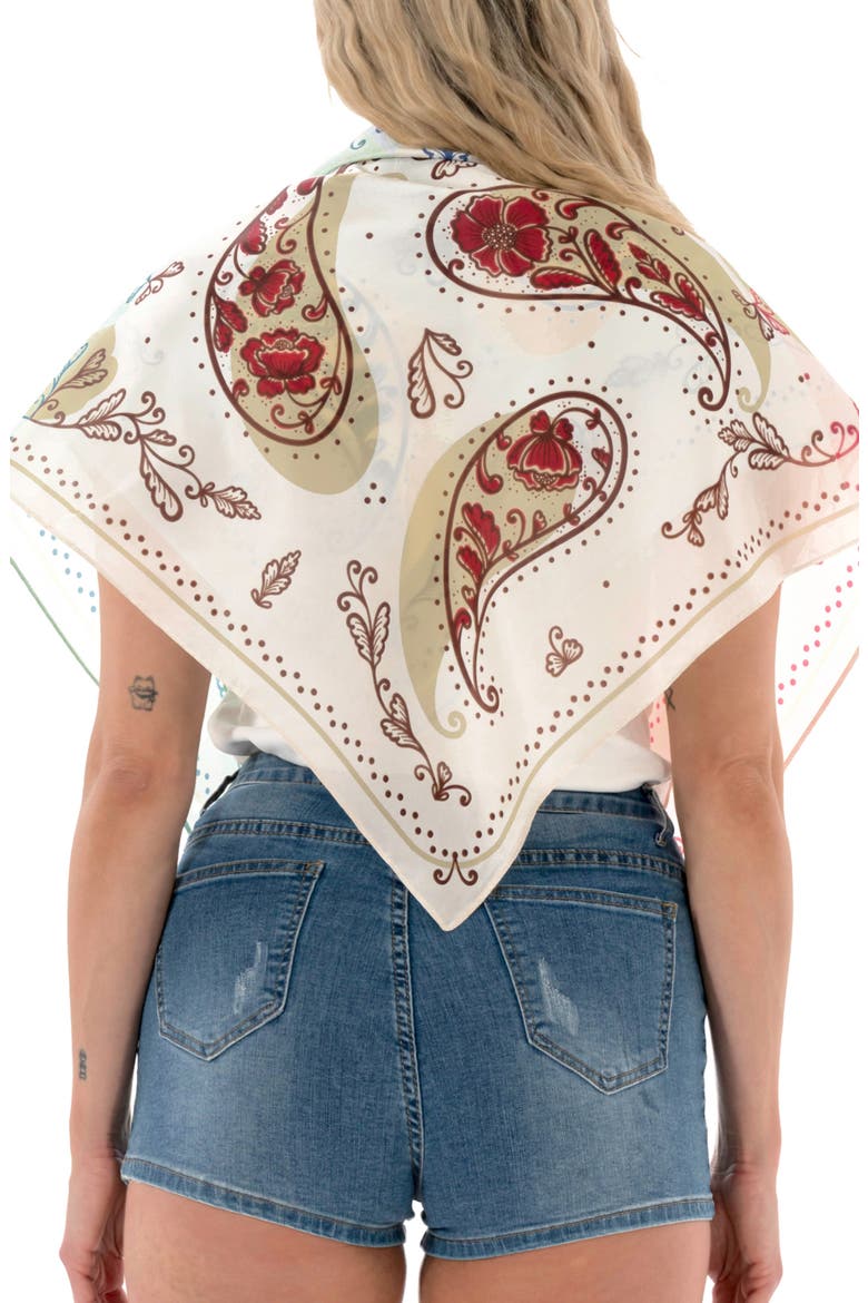 Satina Paisley Square Scarf, Alternate, color, WHITE MULTI