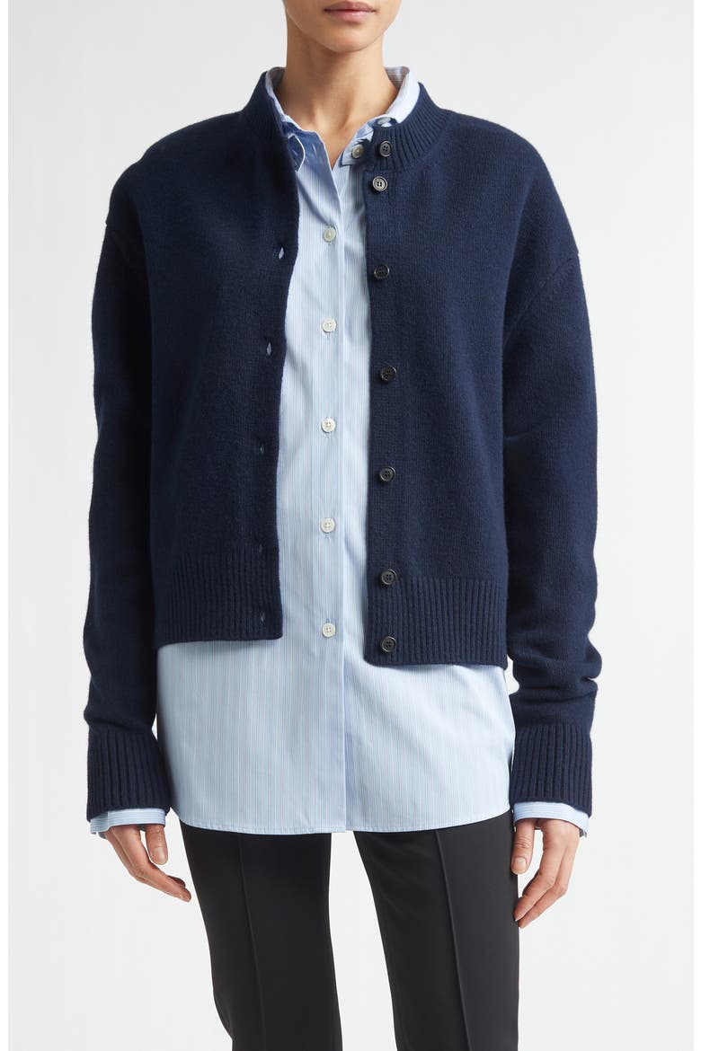 Crop Wool Cardigan, Main, color, NAVY