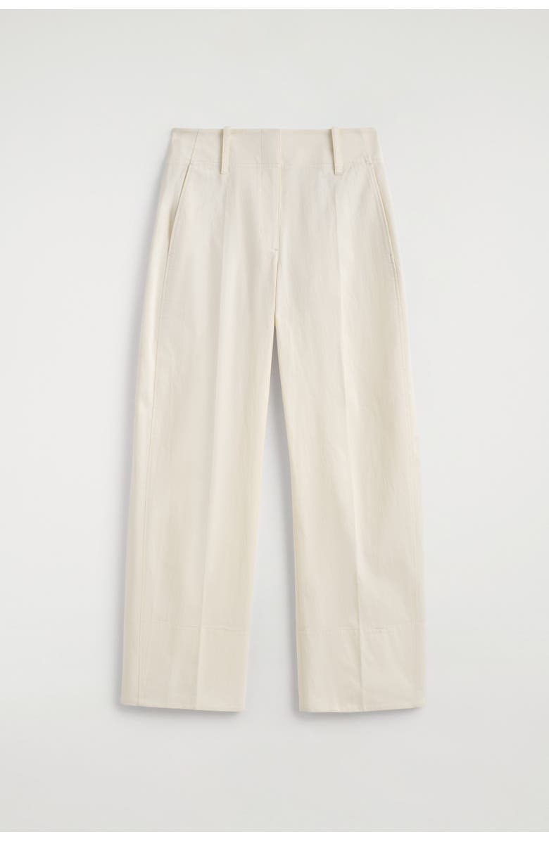 COS Barrel-Leg Pima Cotton Pants, Alternate, color, White