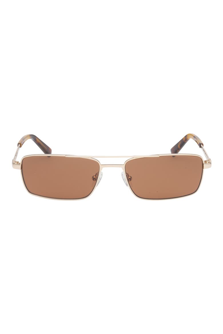 57mm Square Sunglasses, Main, color, GOLD / SOLID DARK BROWN LENS