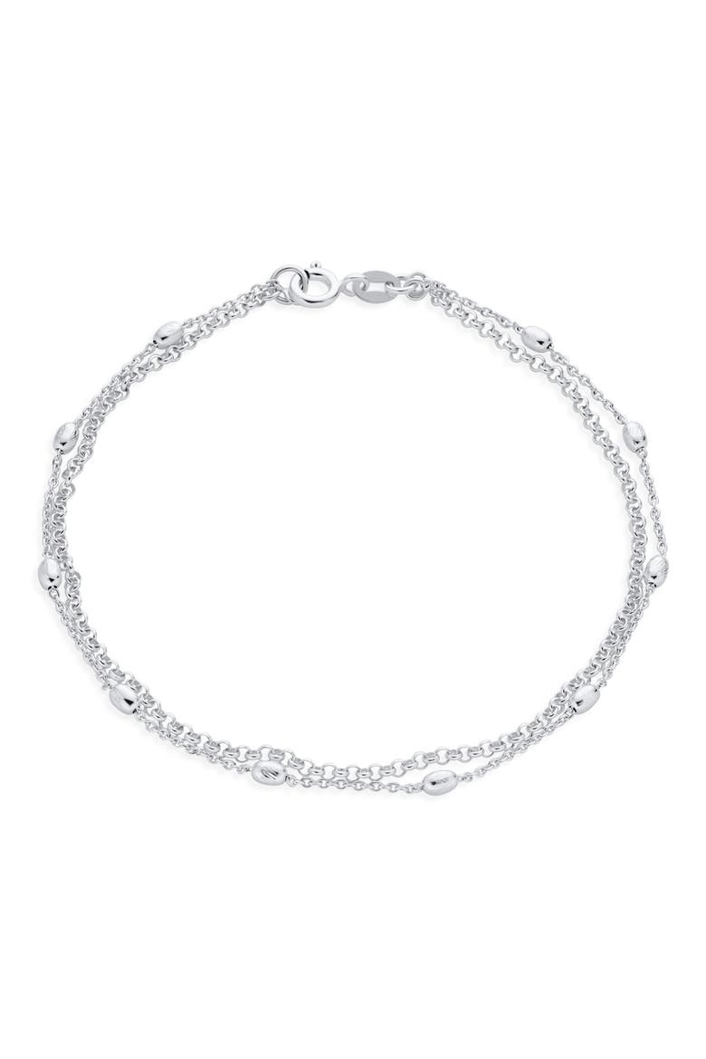 Beaded Chain Anklet, Alternate, color, SILVER
