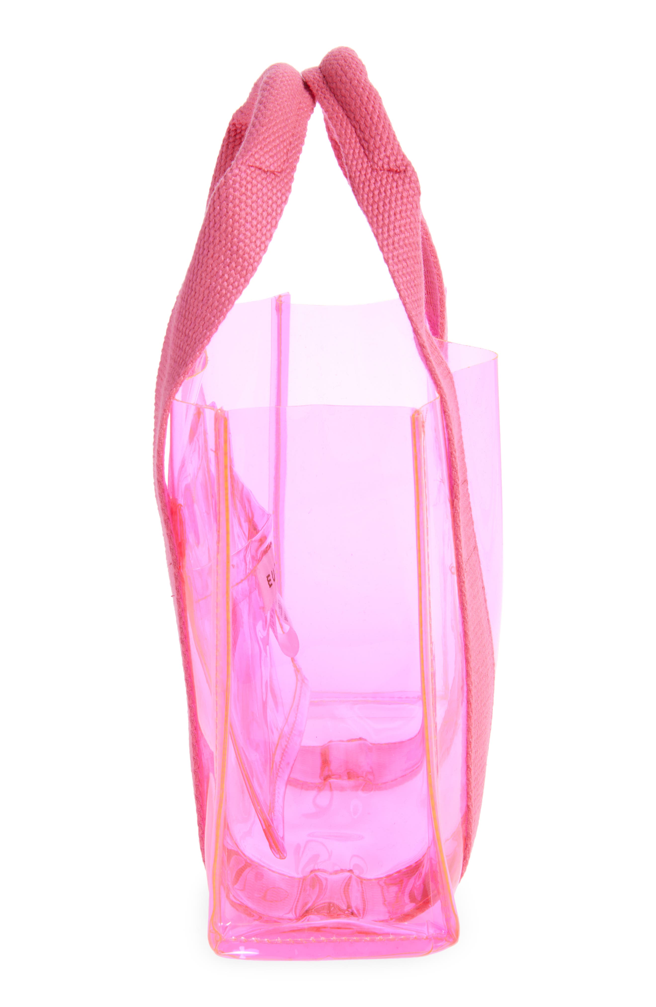 Toto Transparent Mini Tote Bag, Alternate, color, NEON PINK