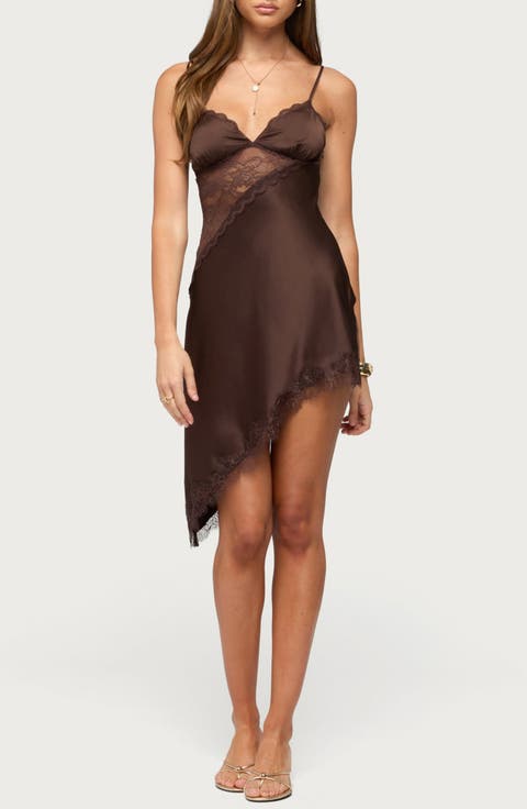 Kit Asymmetric Lace Inset Slipdress