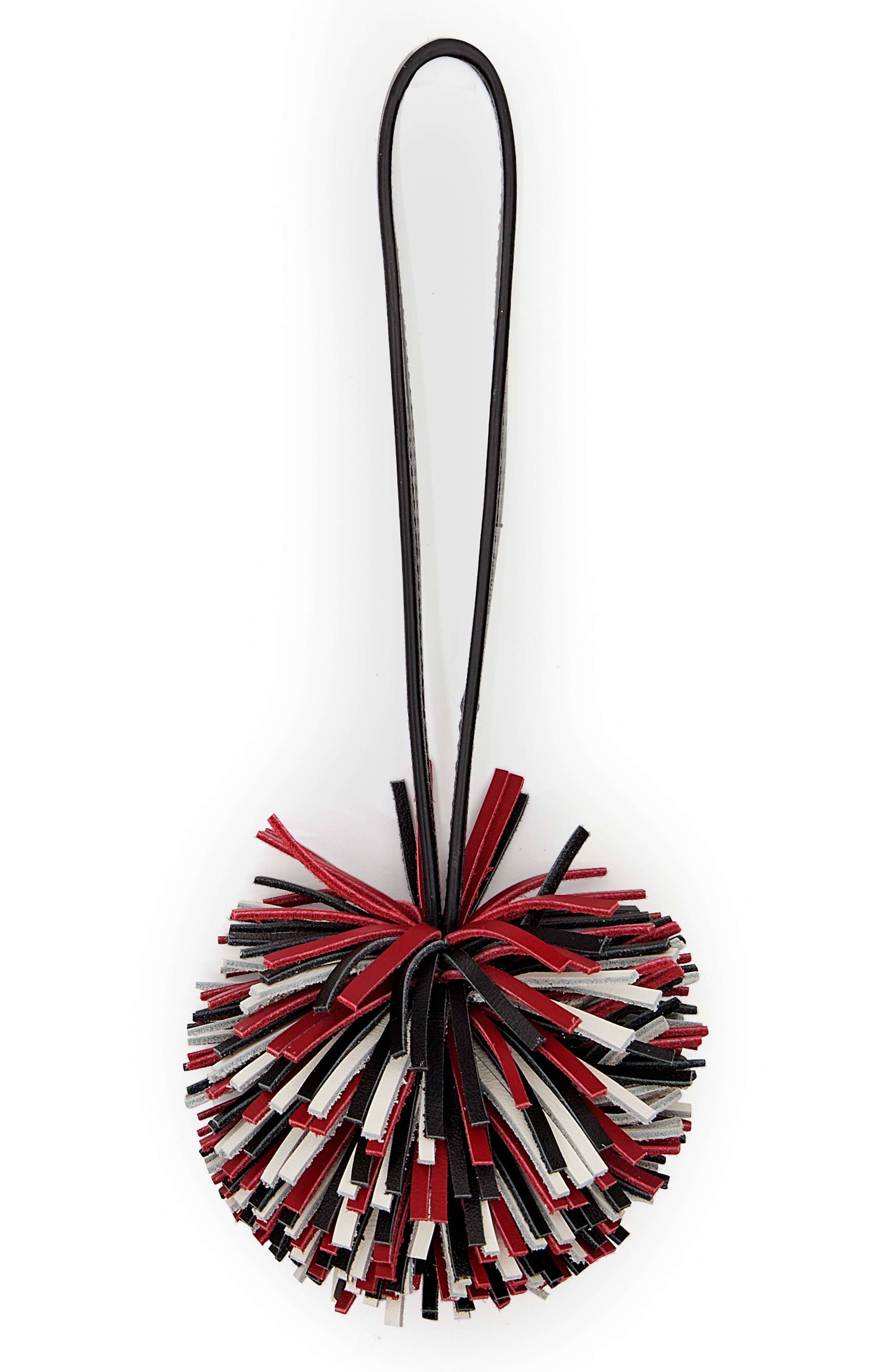 Rebecca Minkoff Pompom Bag Charm, Main, color, Black/ Siren/ White