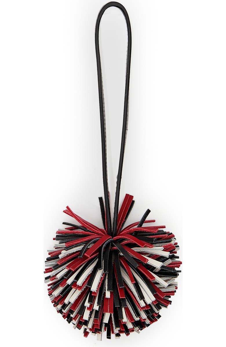 Rebecca Minkoff Pompom Bag Charm, Main, color, Black/ Siren/ White