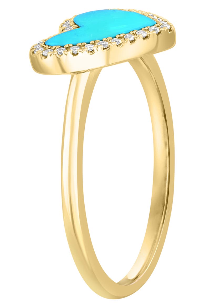 14K Gold Diamond Halo Turquoise Heart Ring - 0.09 ctw. - Size 7, Alternate, color, BLUE