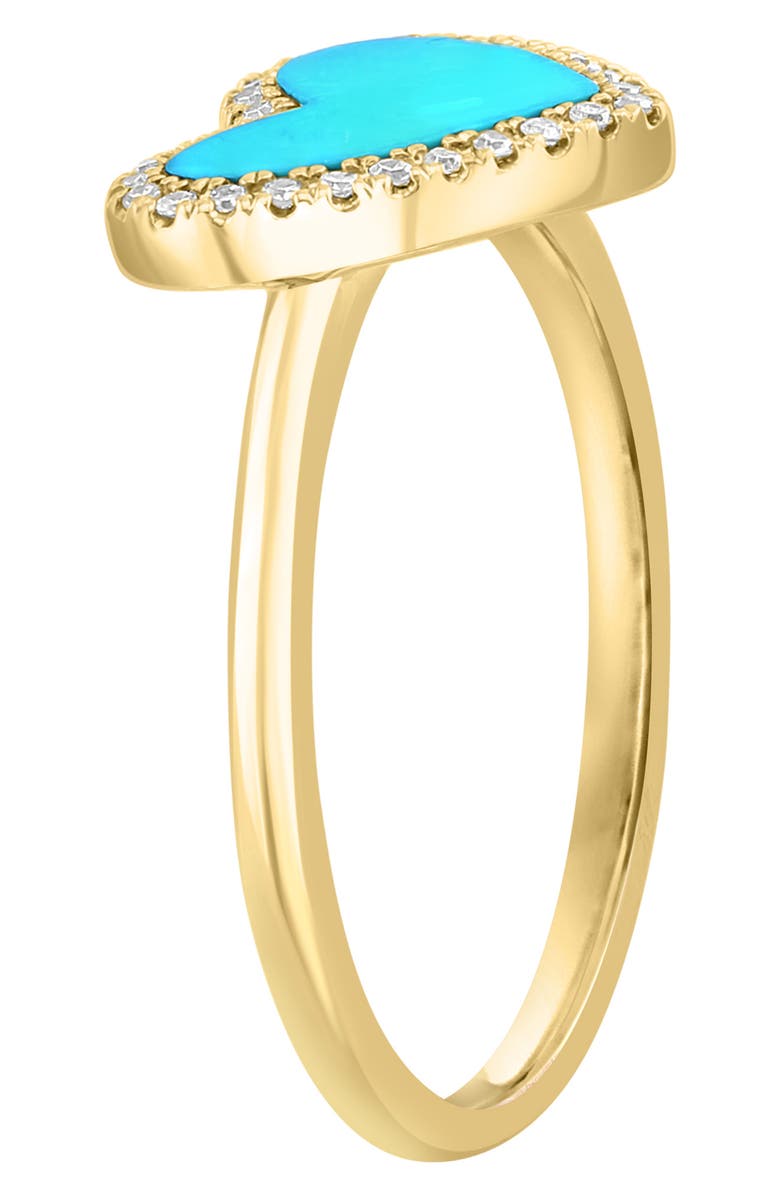 EFFY 14K Gold Diamond Halo Turquoise Heart Ring - 0.09 ctw. - Size 7, Alternate, color, 