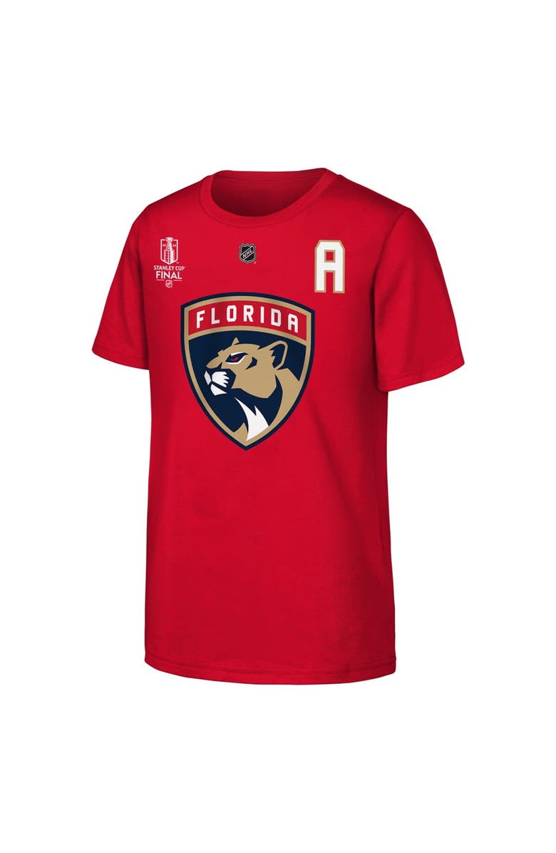 Outerstuff Youth Matthew Tkachuk Red Florida Panthers 2025 Stanley Cup Final Name & Number T-Shirt, Alternate, color, 