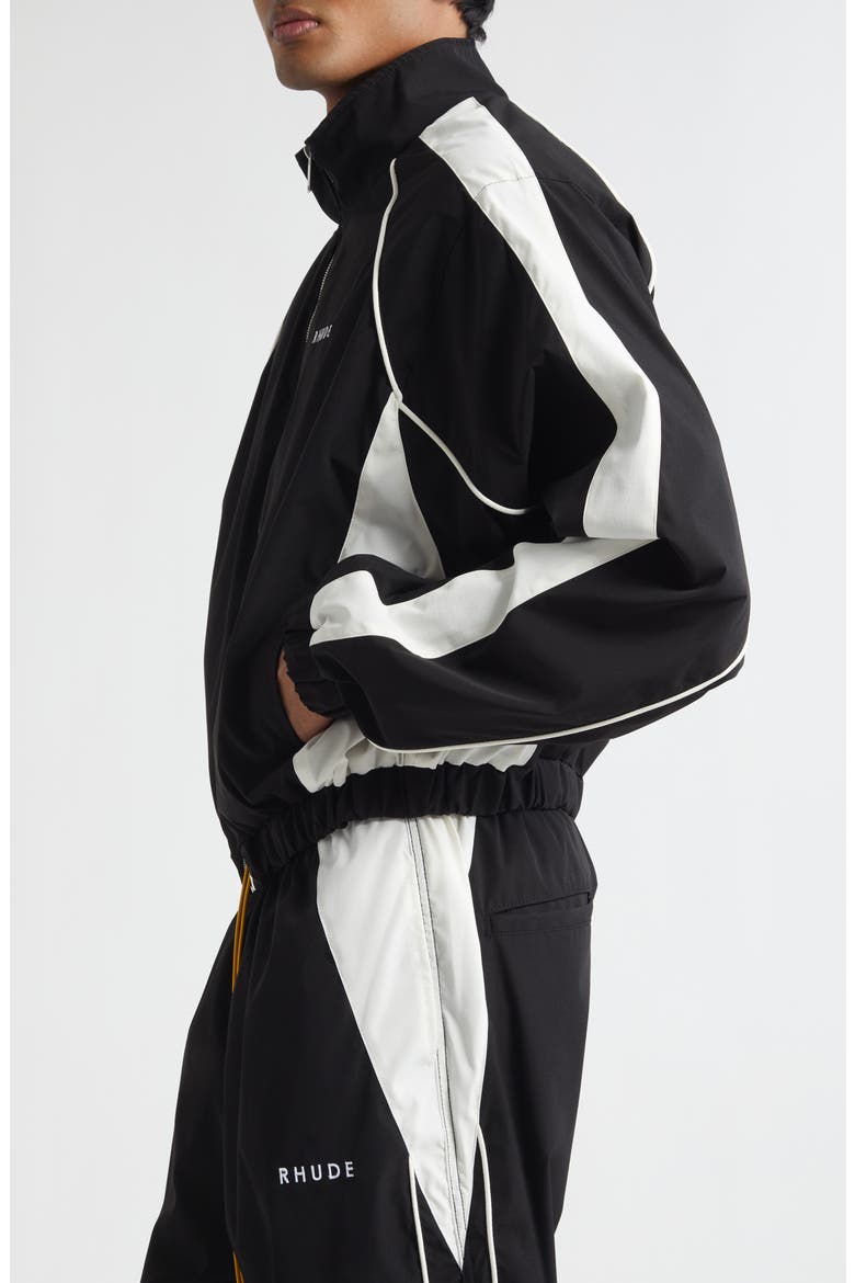 Ramona Piped Track Jacket, Alternate, color, BLACK / WHITE