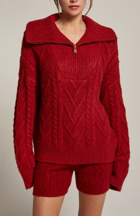 Front Zip Chunky Cable Knit Sweater