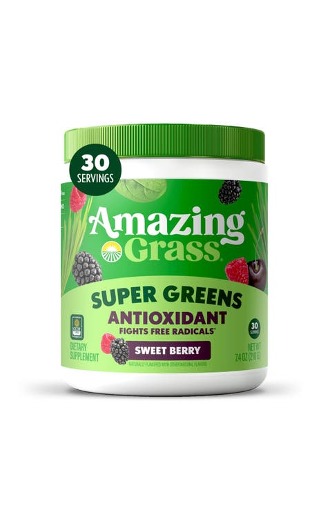 Greens Blend Powder with Organic Spirulina, Beet Root, Elderberry, Bilberry, Prebiotics and Probiotics