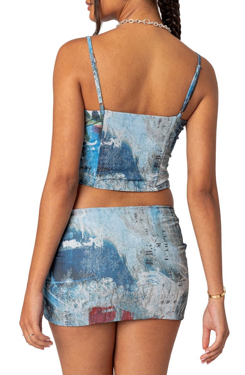 EDIKTED Love Letter Mesh Corset Top, Alternate, color, Blue
